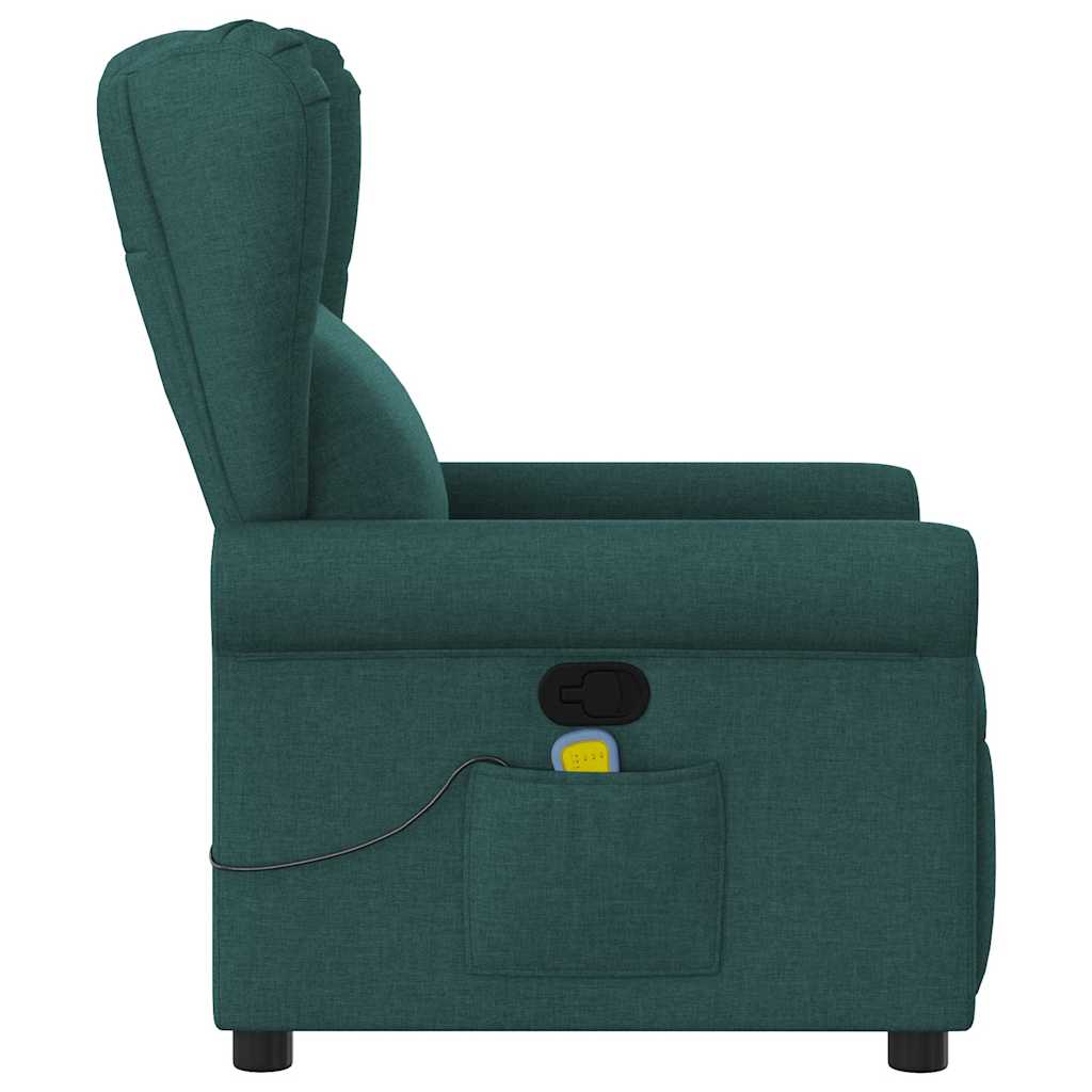 Poltrona de massagens reclinável tecido verde-escuro