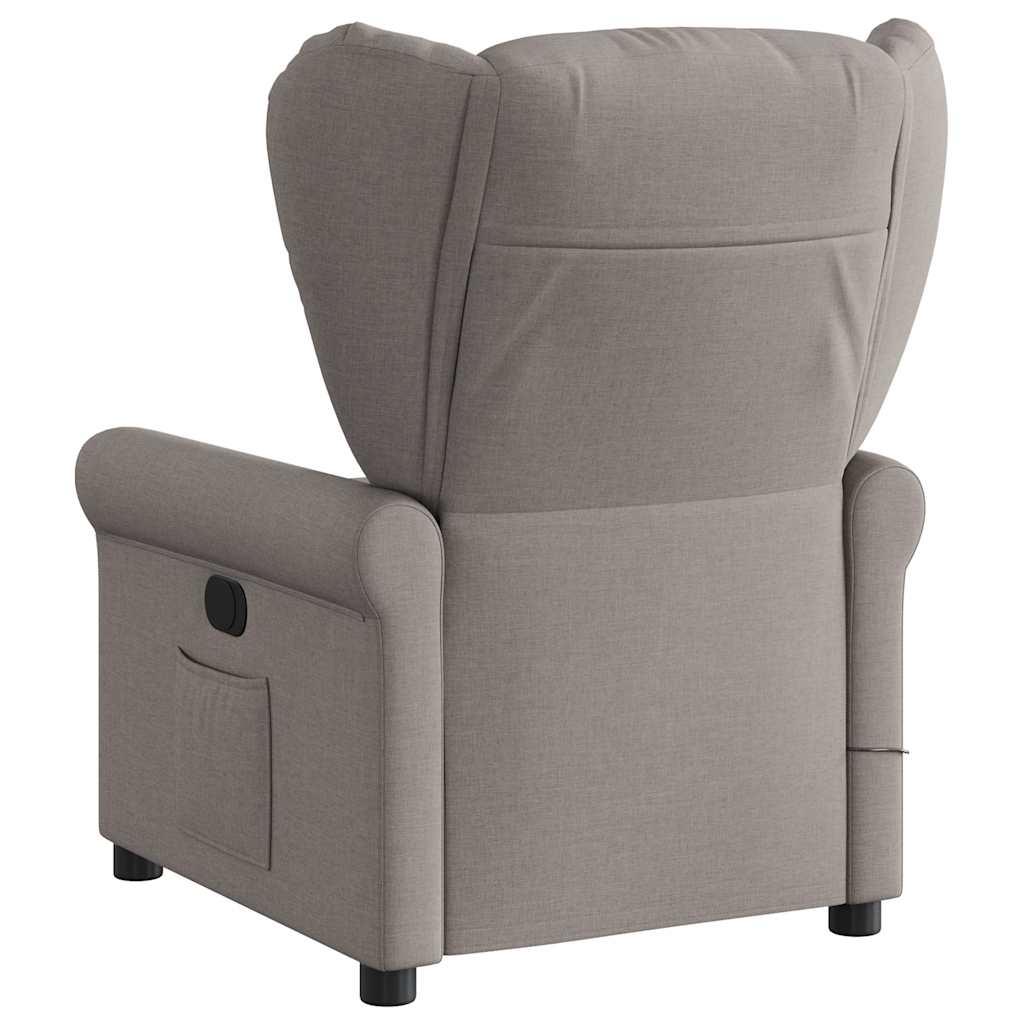 Poltrona de massagens reclinável tecido cinzento-acastanhado