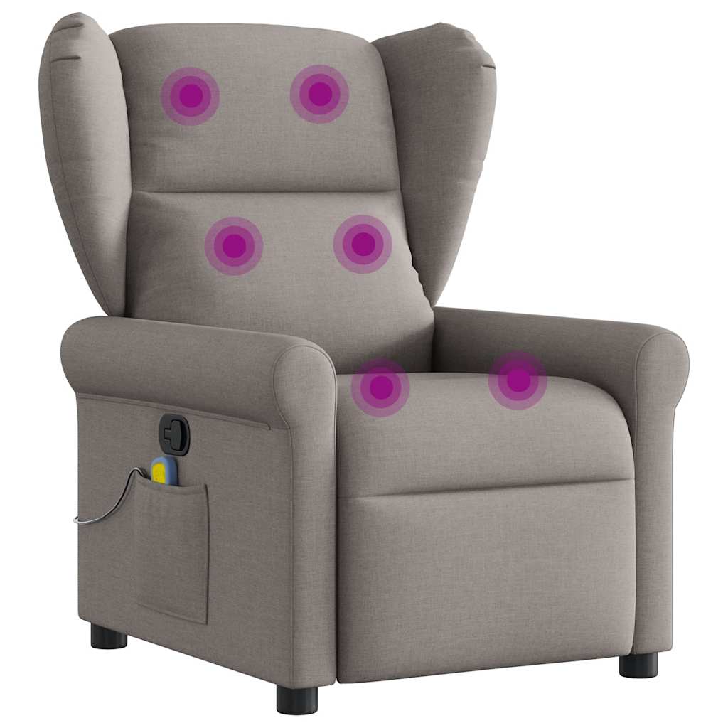Poltrona de massagens reclinável tecido cinzento-acastanhado