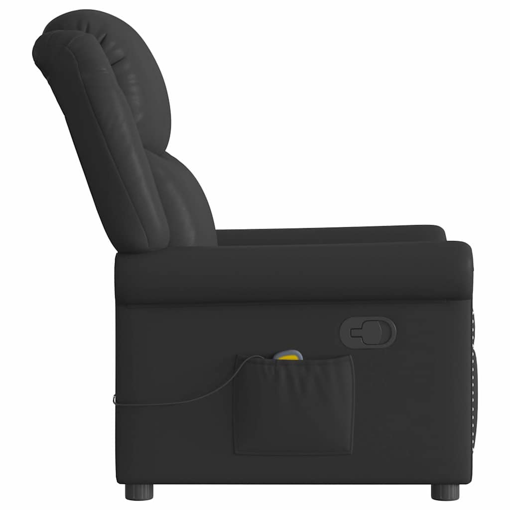 Poltrona massagens couro artificial preto brilhante