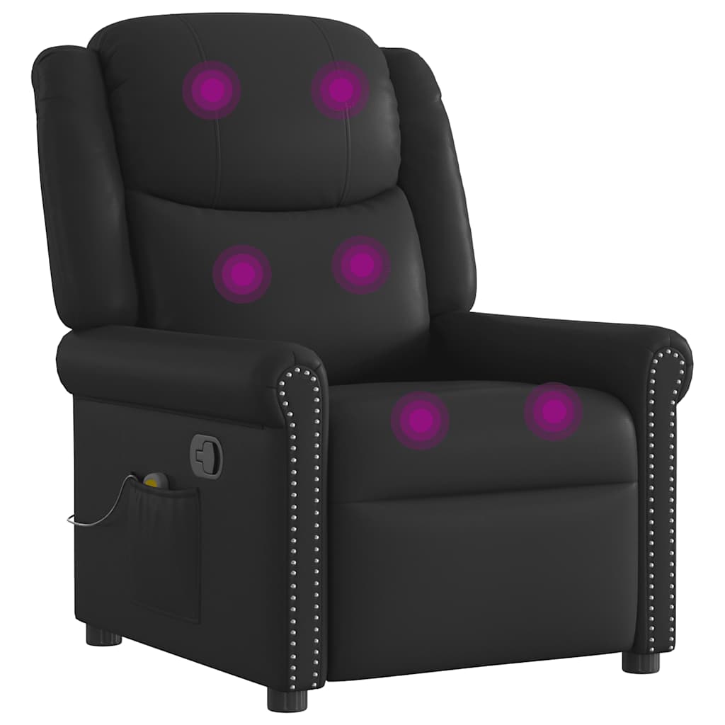 Poltrona massagens couro artificial preto brilhante