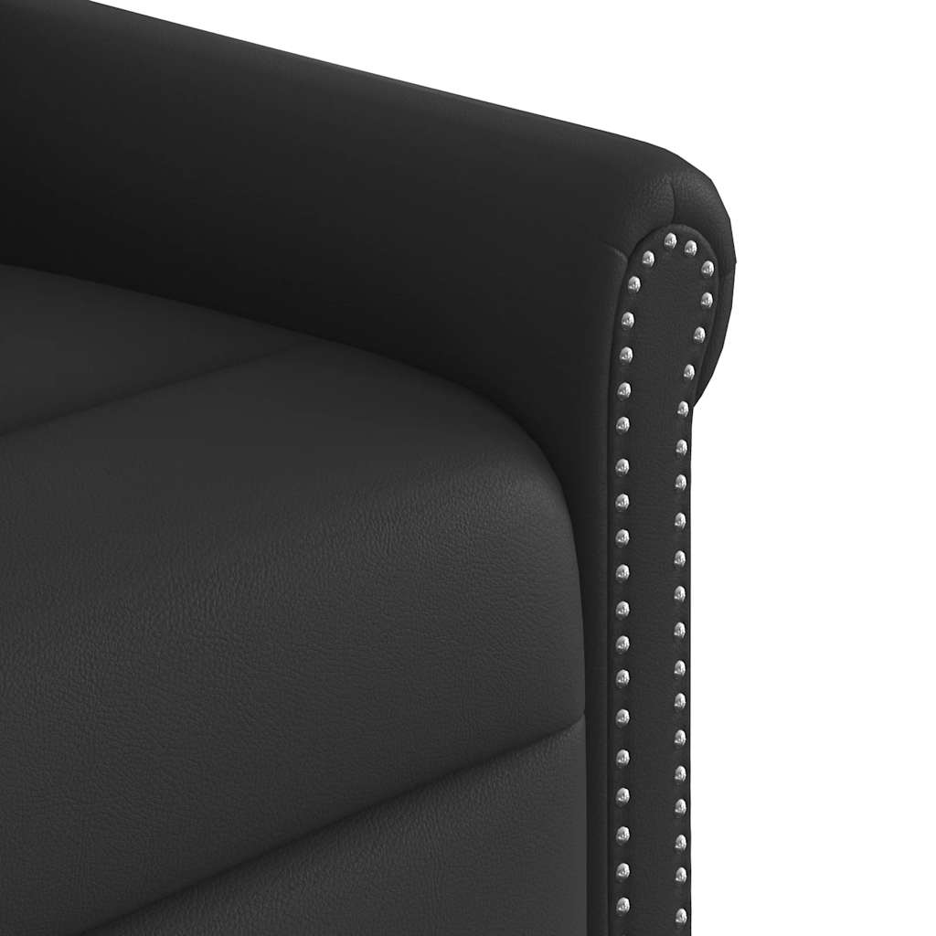 Poltrona massagens couro artificial preto brilhante