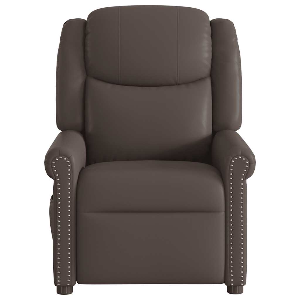 Poltrona massagens couro artificial castanho brilhante