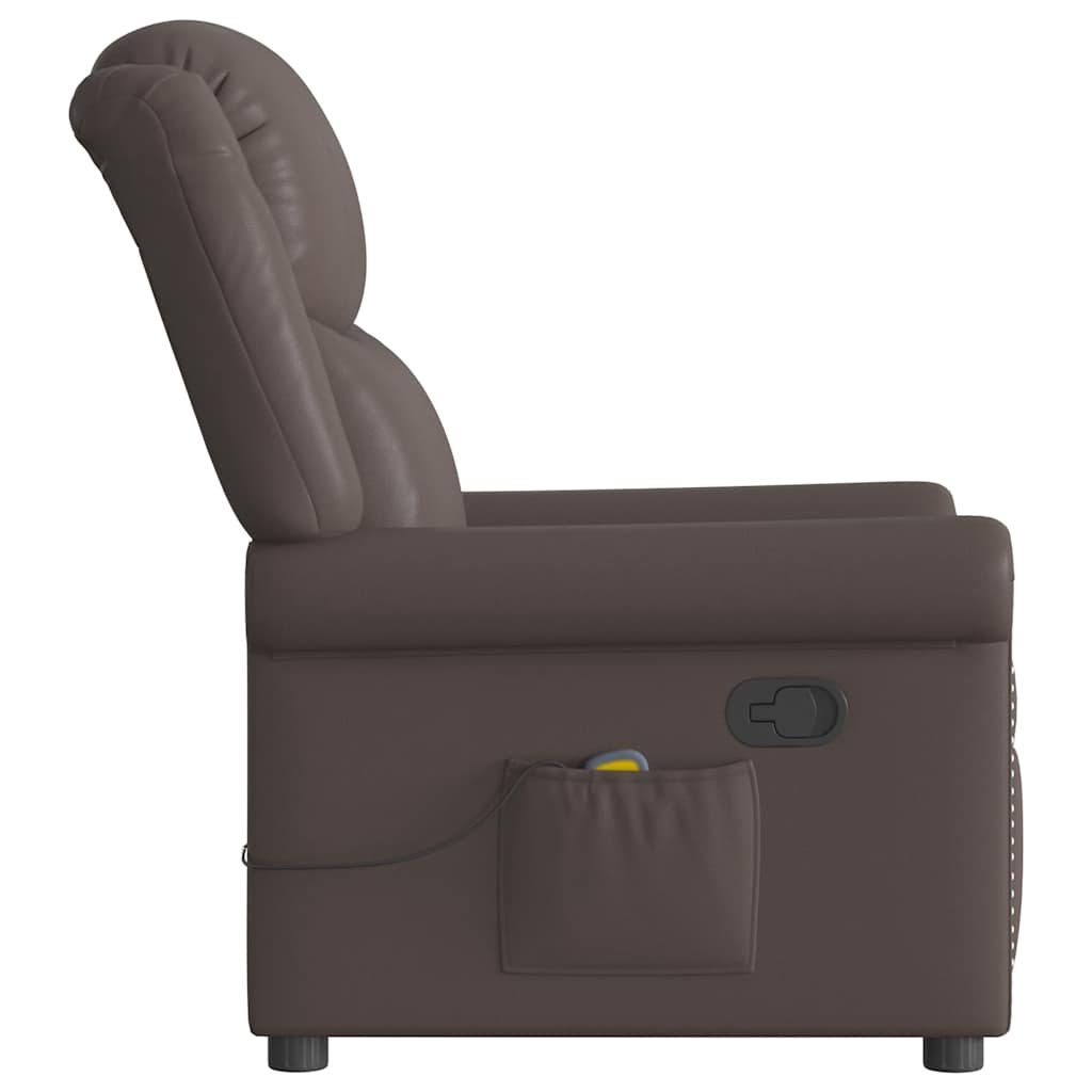Poltrona massagens couro artificial castanho brilhante
