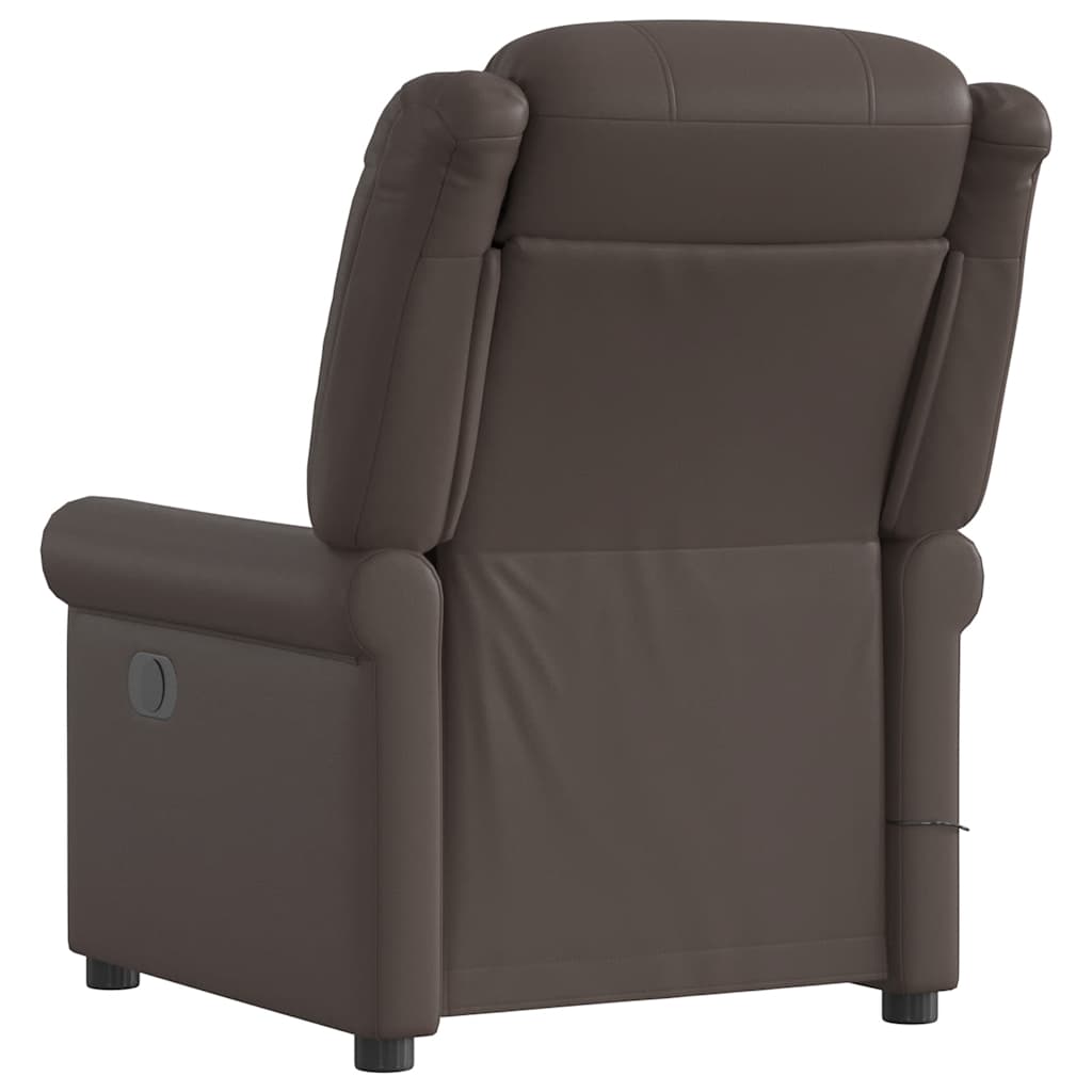 Poltrona massagens couro artificial castanho brilhante