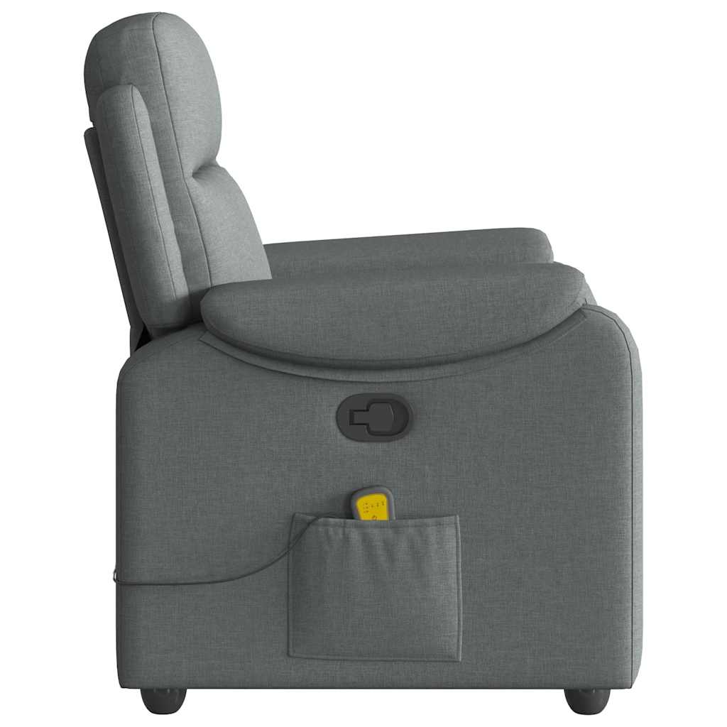 Poltrona de massagens reclinável tecido cinzento-escuro