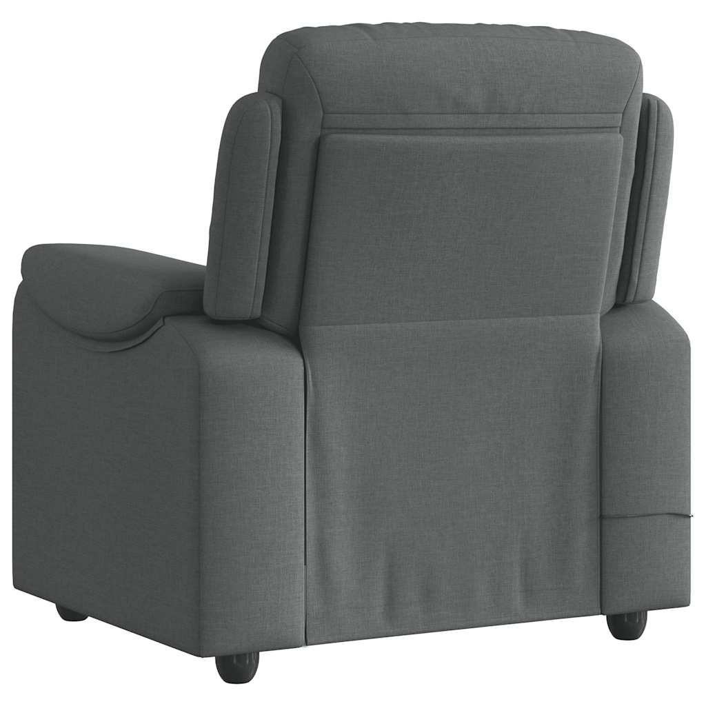 Poltrona de massagens reclinável tecido cinzento-escuro