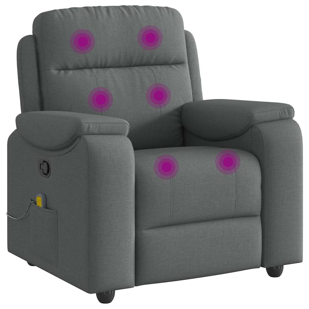 Poltrona de massagens reclinável tecido cinzento-escuro