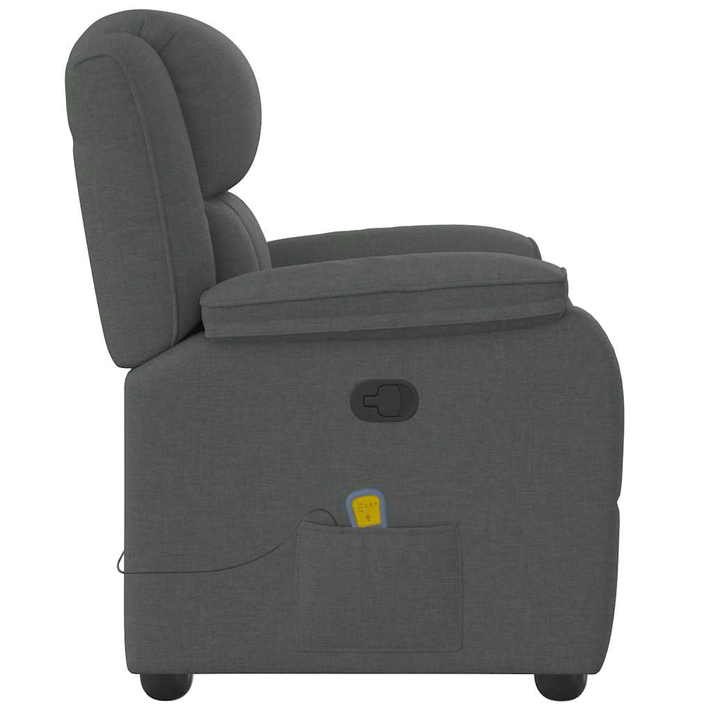 Poltrona de massagens reclinável tecido cinzento-escuro