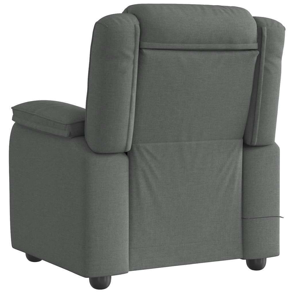 Poltrona de massagens reclinável tecido cinzento-escuro