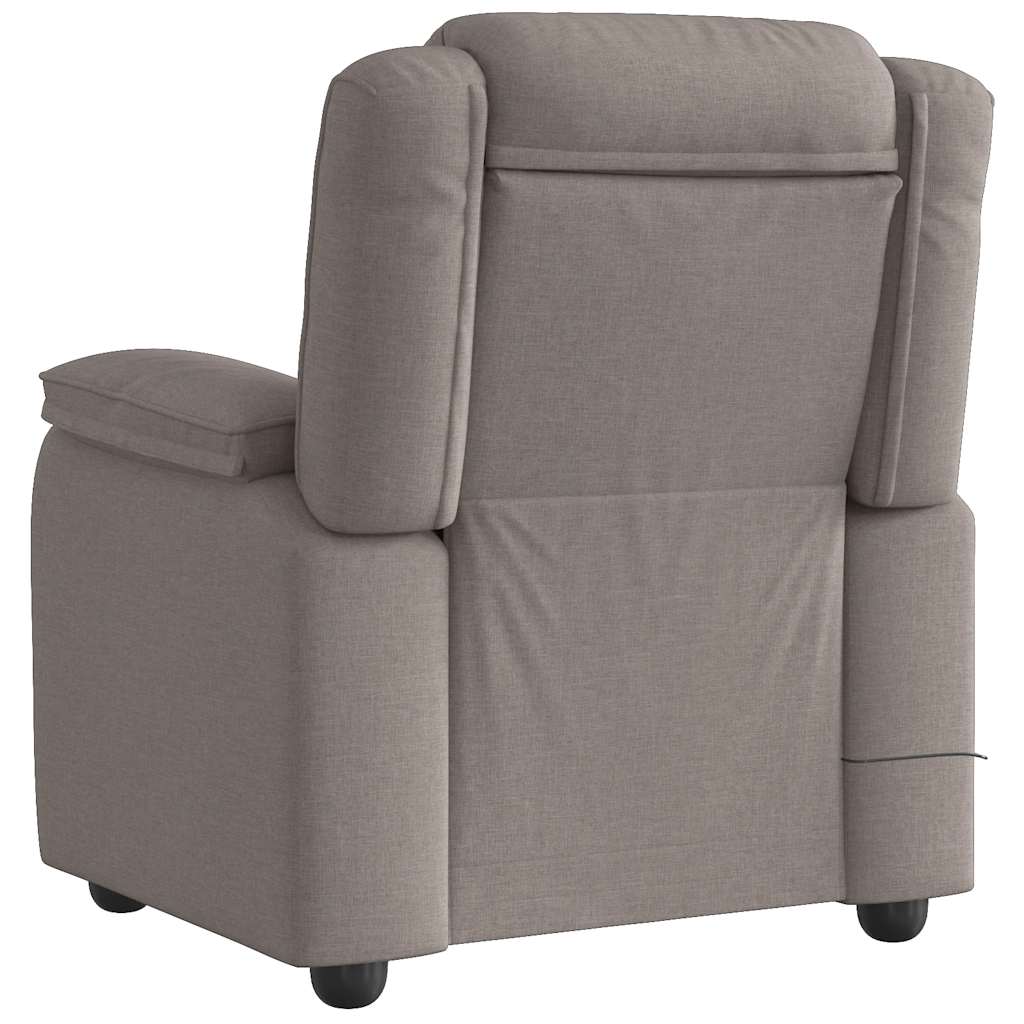 Poltrona de massagens reclinável tecido cinzento-acastanhado