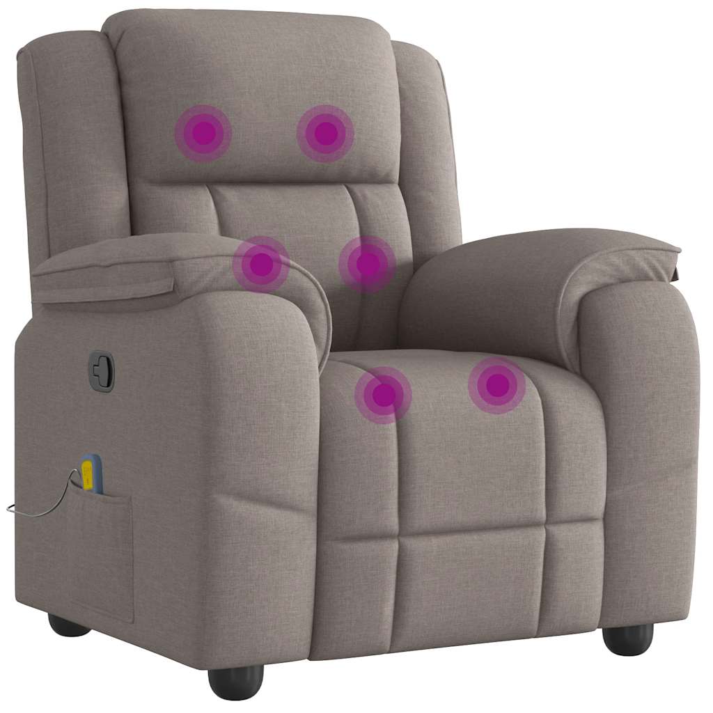 Poltrona de massagens reclinável tecido cinzento-acastanhado