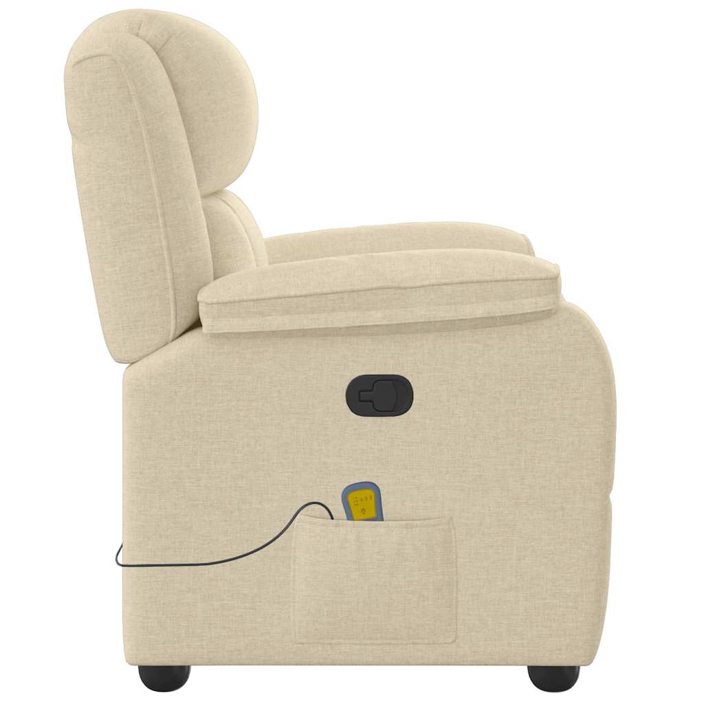 Poltrona de massagens reclinável tecido cor creme
