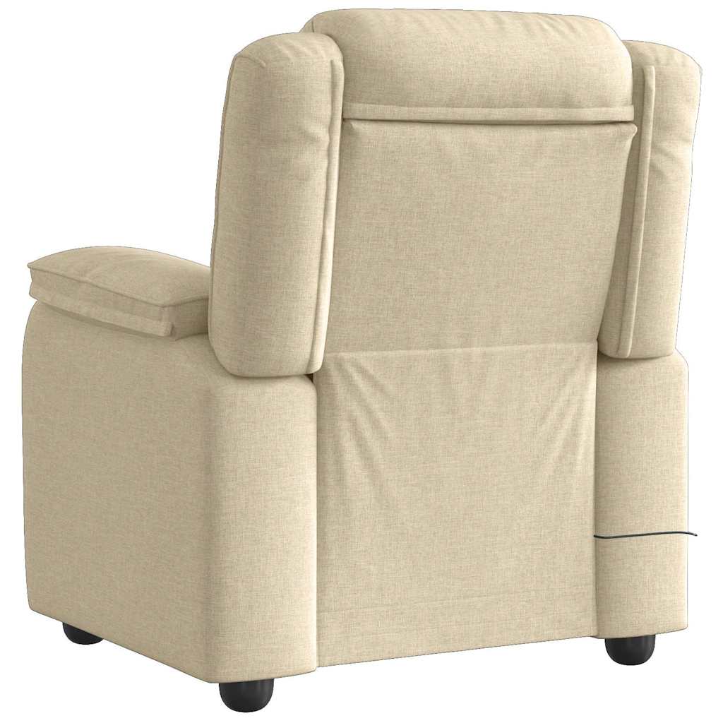 Poltrona de massagens reclinável tecido cor creme
