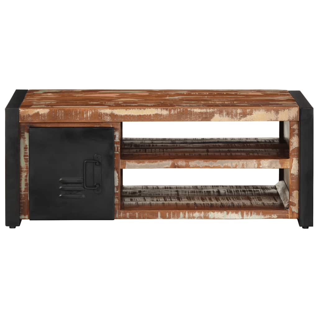 Mesa de centro multicor 90x50x36 cm madeira maciça recuperada