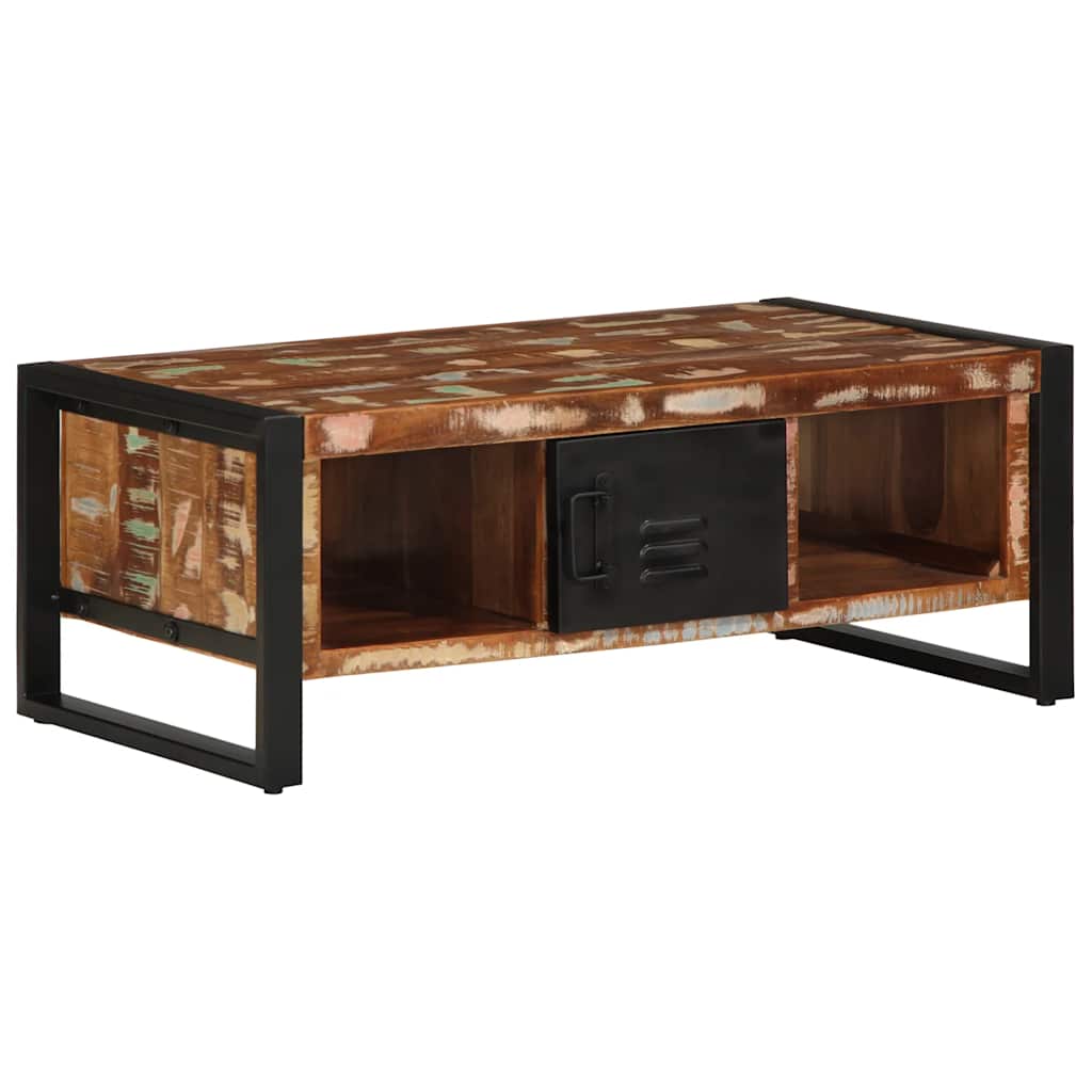 Mesa de centro multicor 90x50x36 cm madeira maciça recuperada