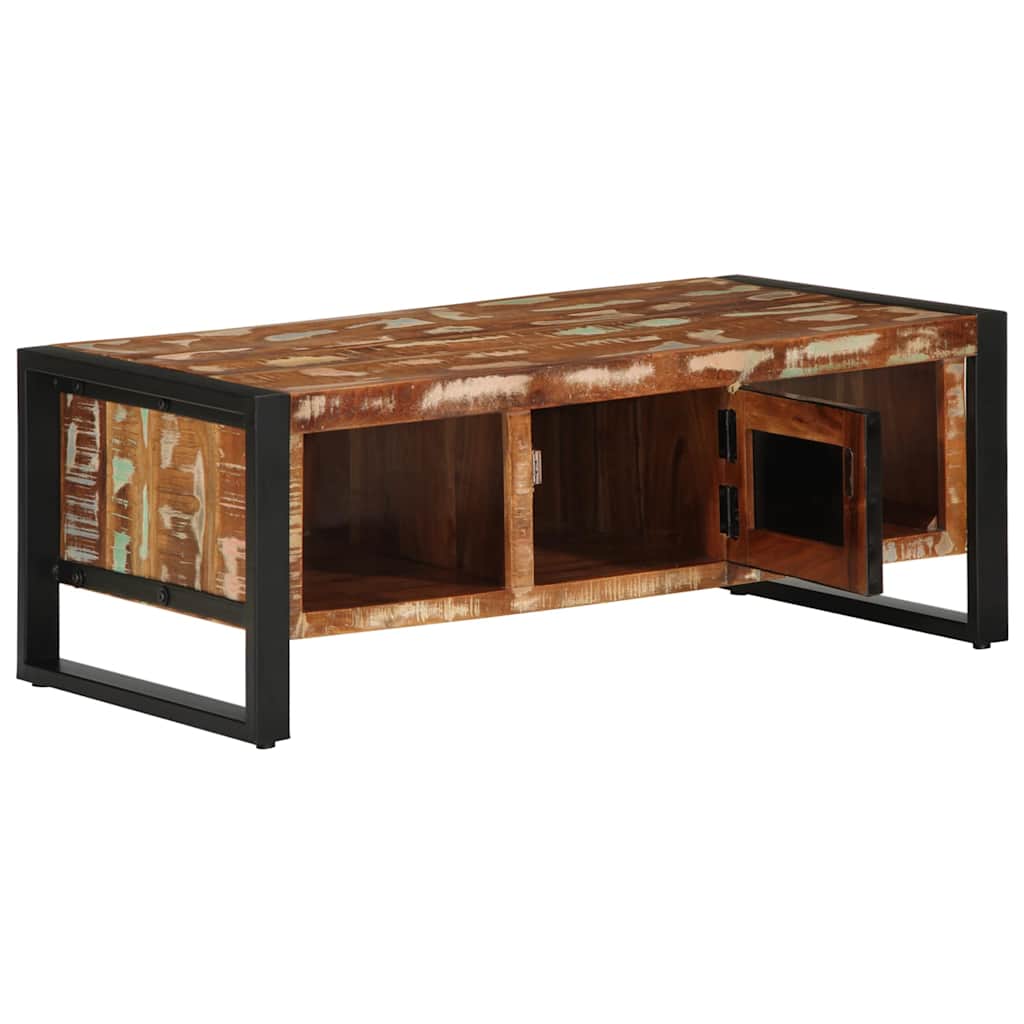 Mesa de centro multicor 90x50x36 cm madeira maciça recuperada