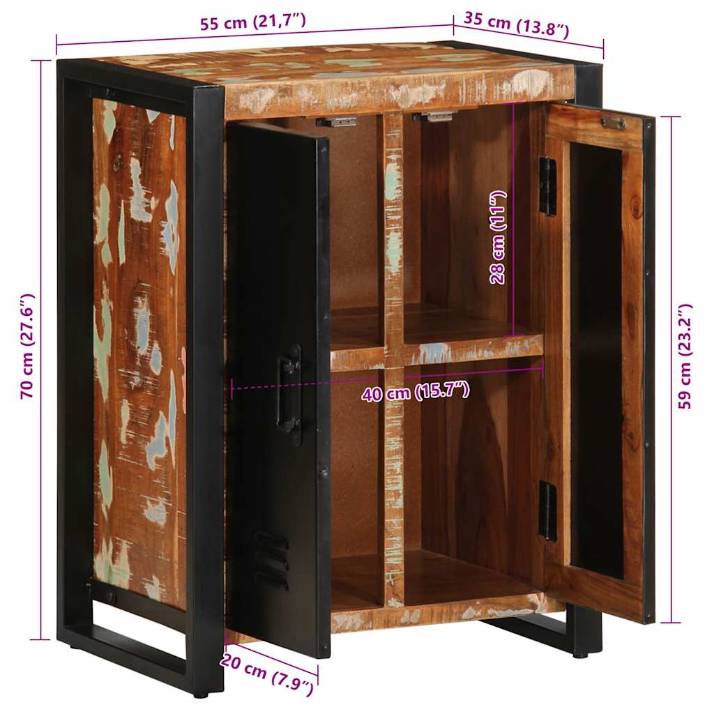 Aparador multicor 55x35x70 cm madeira maciça recuperada