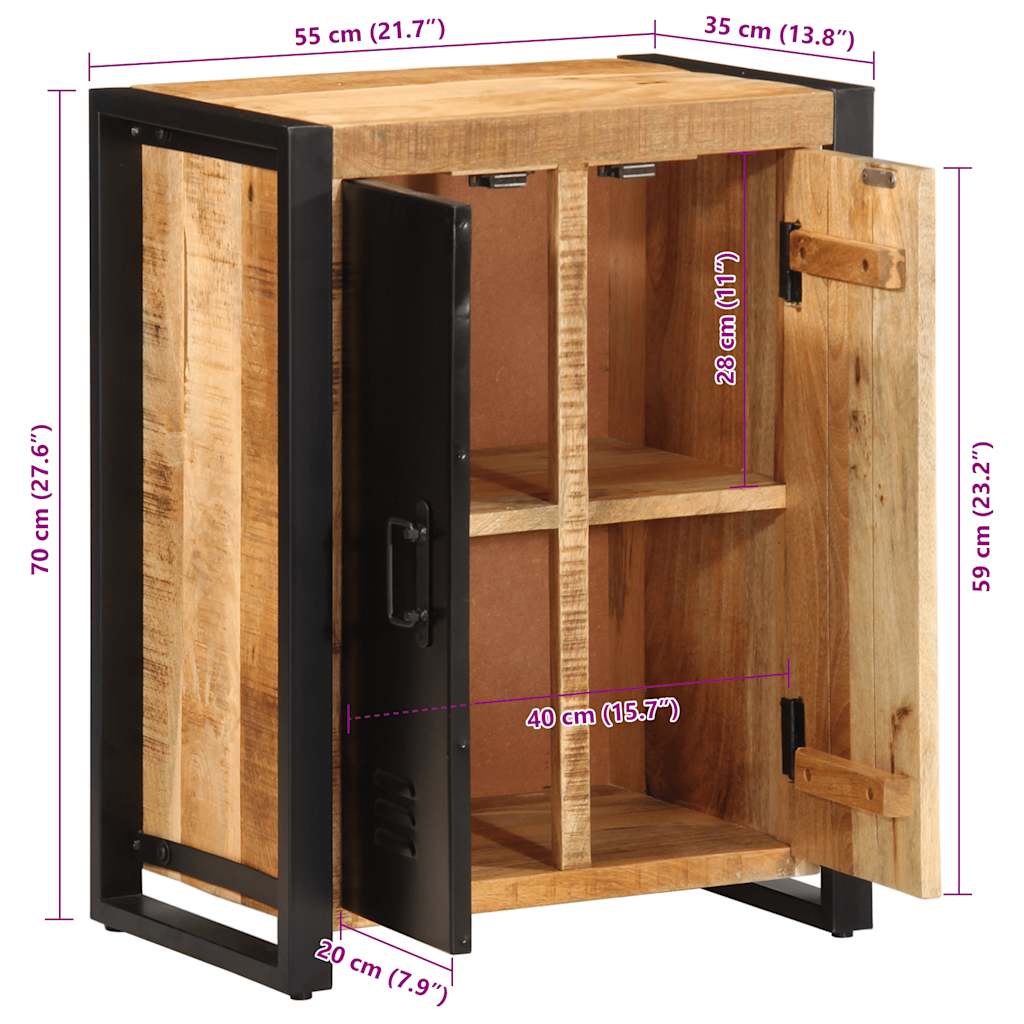Aparador 55x35x70 cm madeira de mangueira áspera maciça