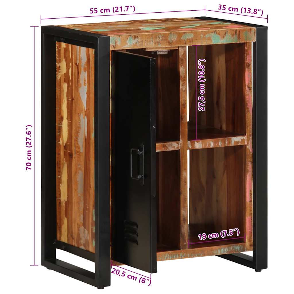 Aparador multicor 55x35x70 cm madeira maciça recuperada