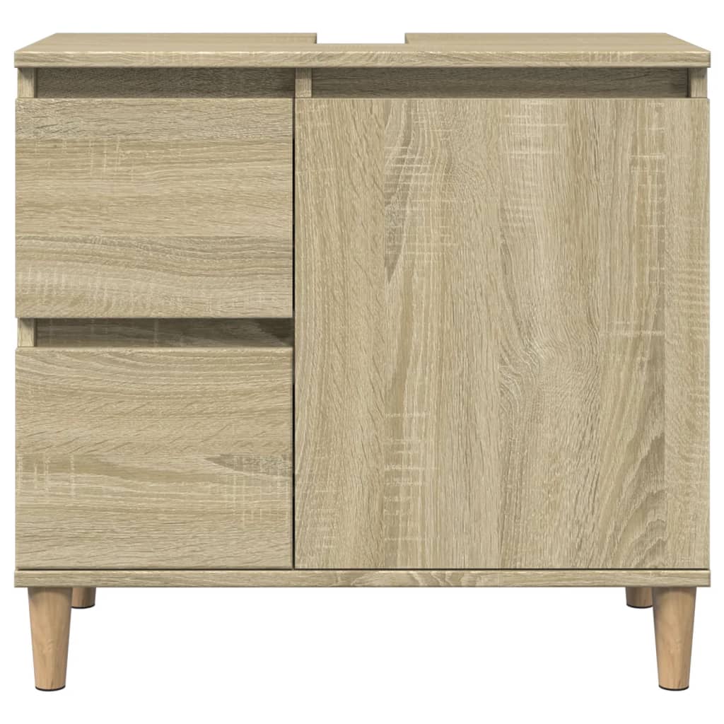 3 pcs conj. móveis casa banho derivados madeira carvalho sonoma