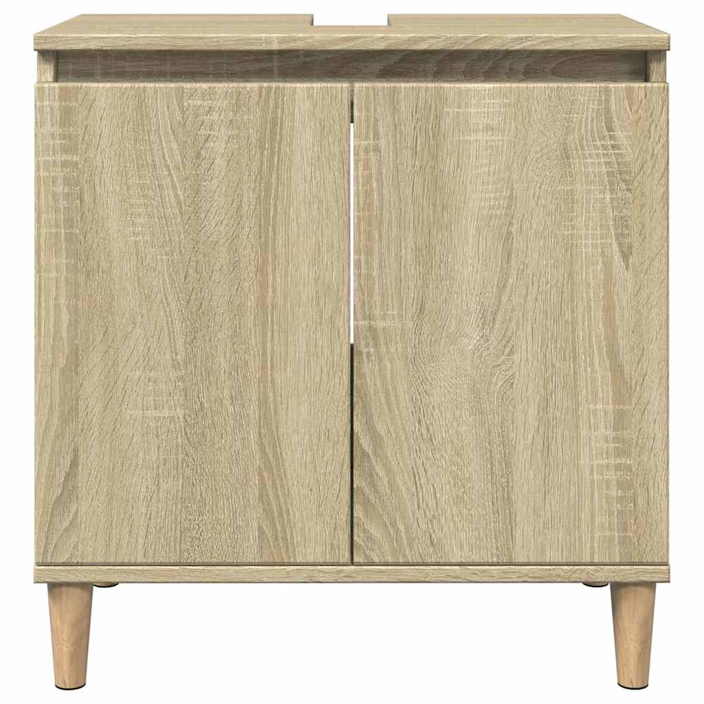 3 pcs conj. móveis casa banho derivados madeira carvalho sonoma