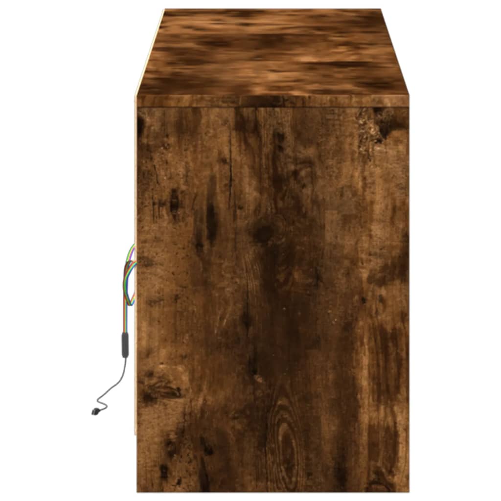 Móvel de TV com luzes LED derivados de madeira carvalho fumado