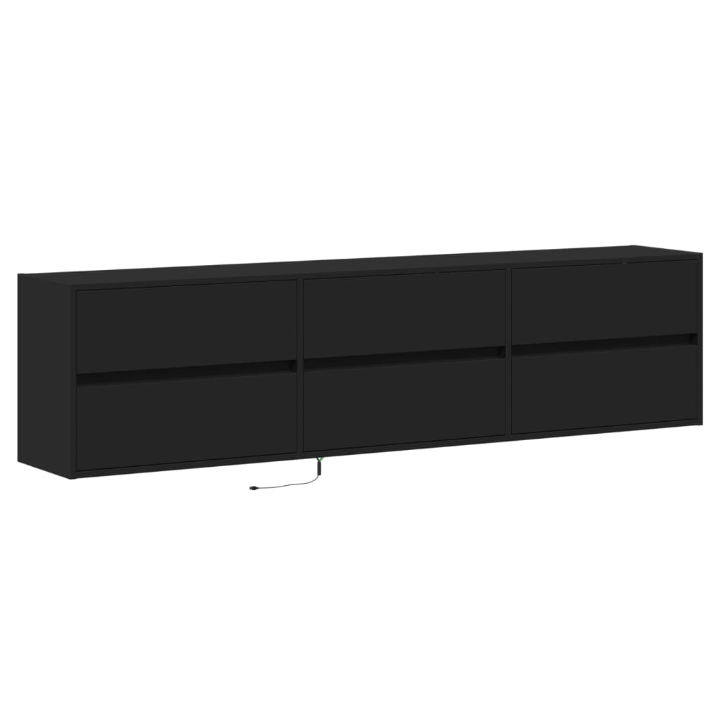 Móvel de parede para TV com luzes LED 180x31x45 cm preto