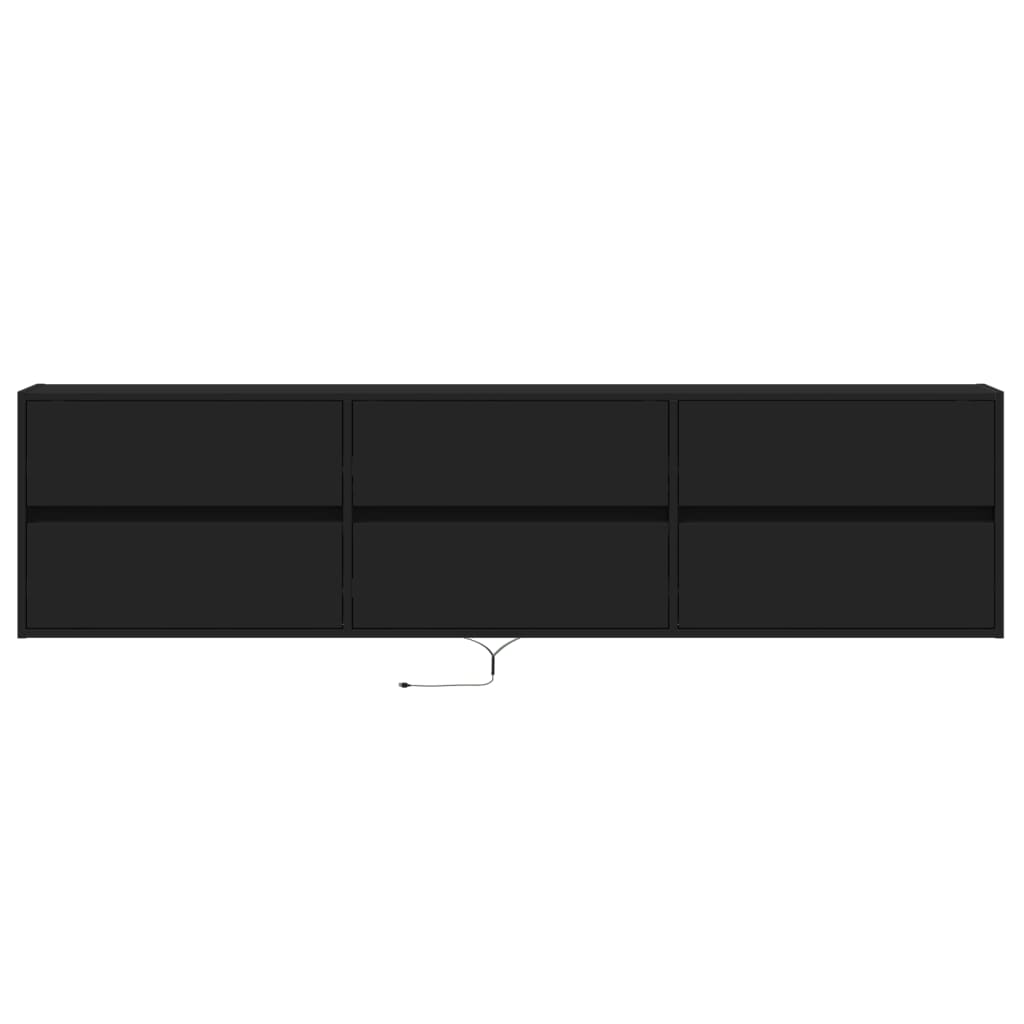 Móvel de parede para TV com luzes LED 180x31x45 cm preto