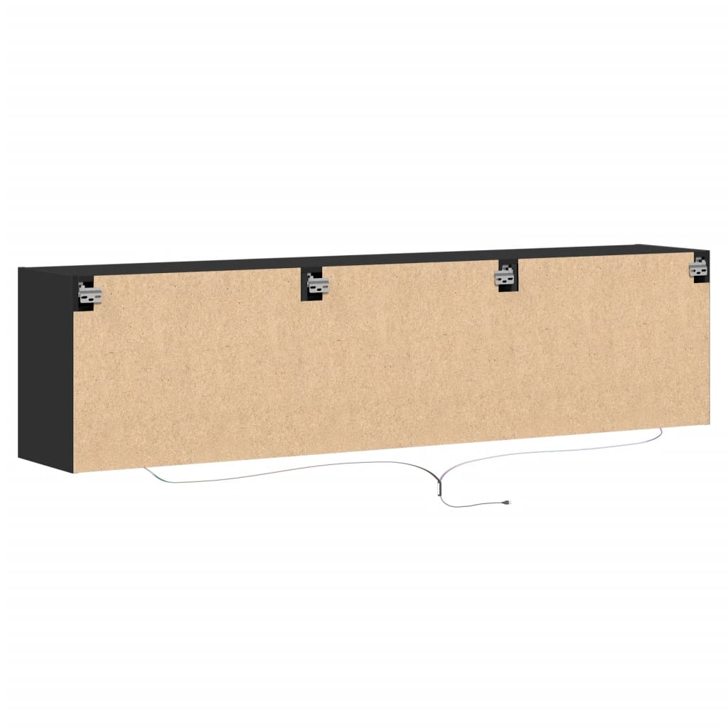 Móvel de parede para TV com luzes LED 180x31x45 cm preto