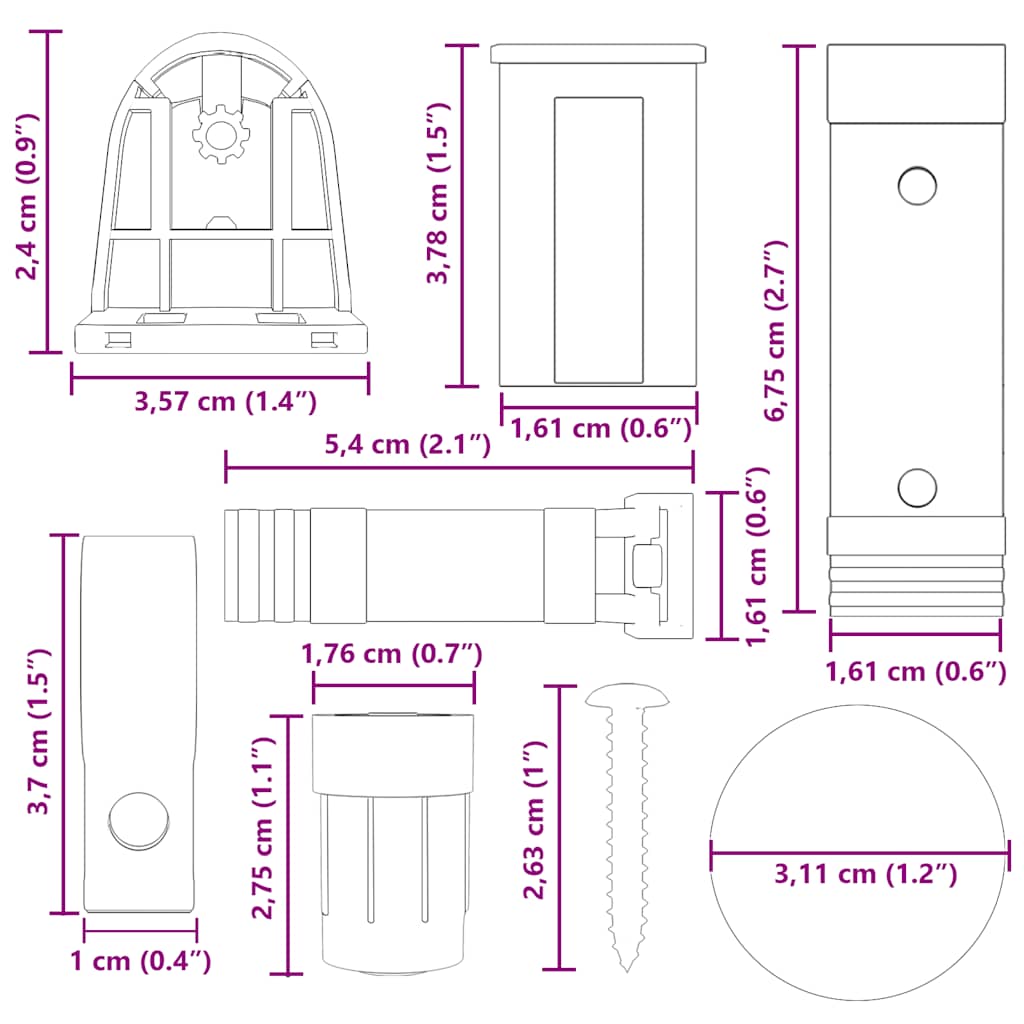 30 peças de acessórios para estores de 18 mm