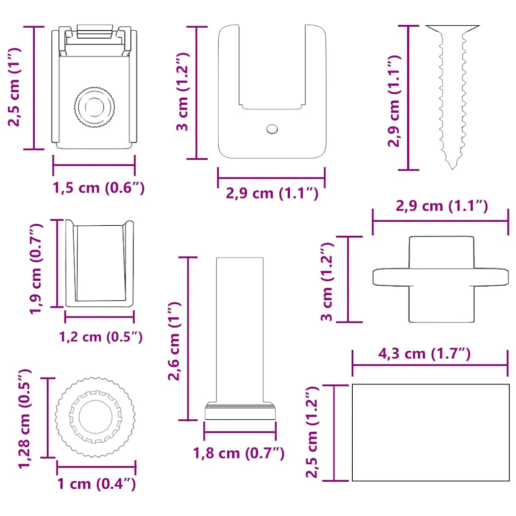 36 peças de acessórios para estores