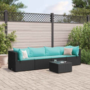 5 pcs conjunto lounge de jardim c/ almofadões vime PE preto