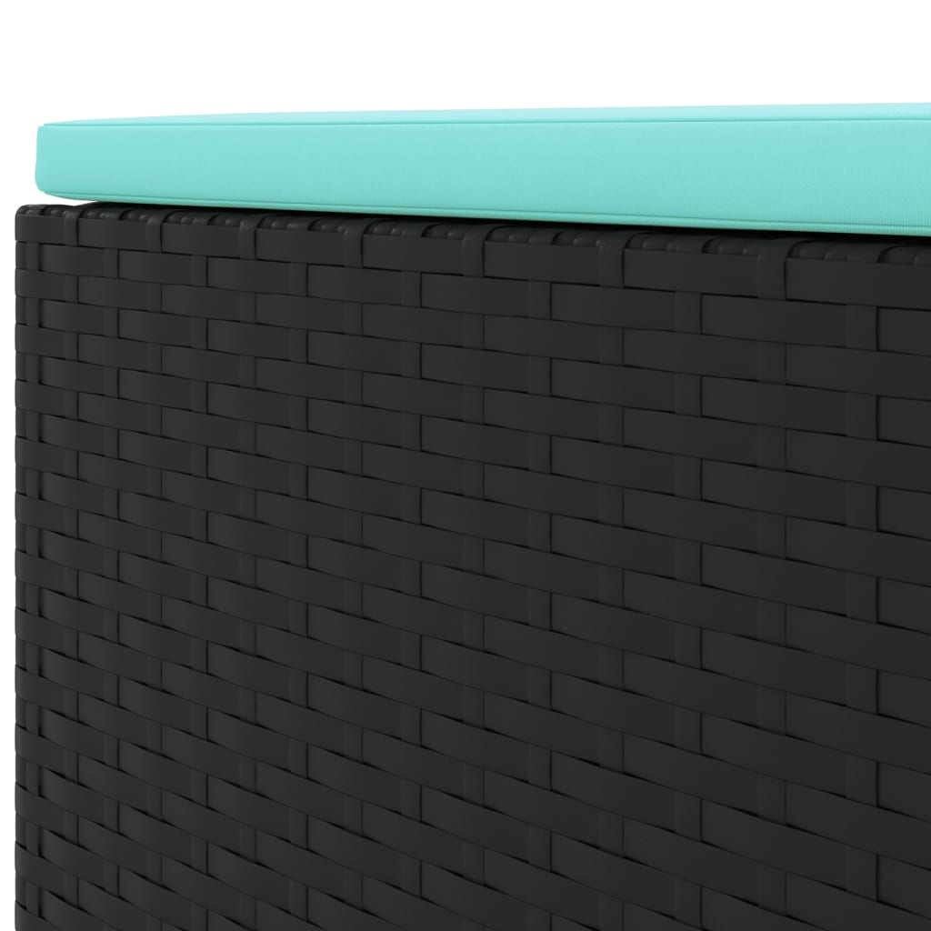 5 pcs conjunto lounge de jardim c/ almofadões vime PE preto