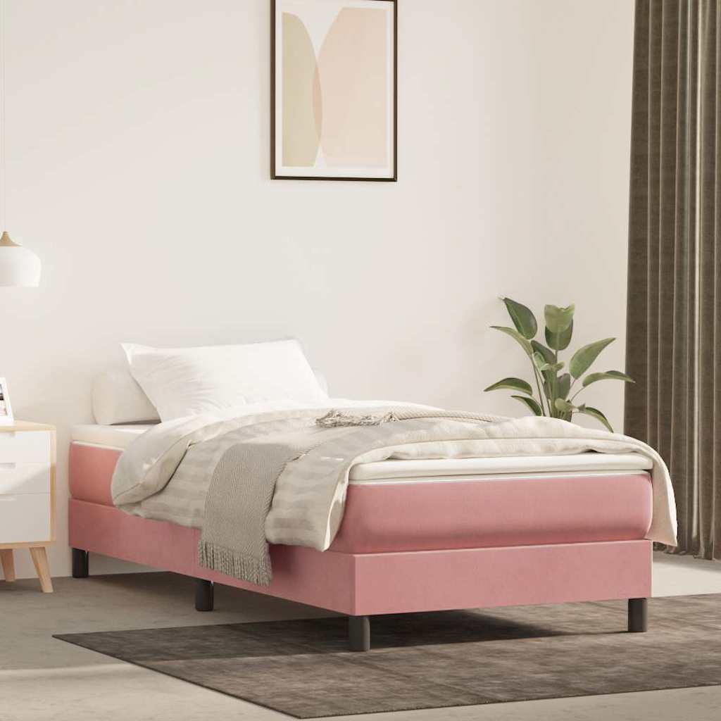 Colchão de molas ensacadas 80x220x20 cm veludo rosa