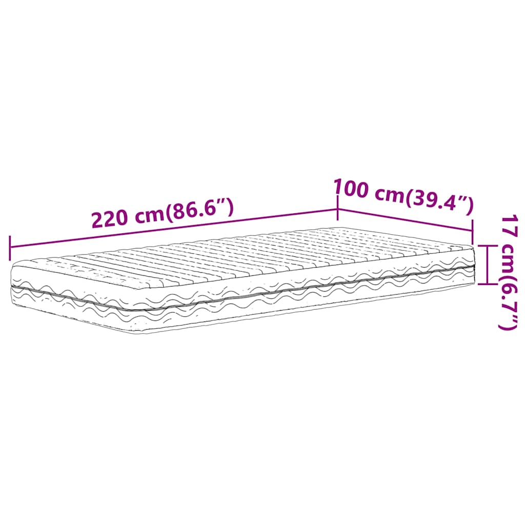 Colchão de espuma 100x220 cm dureza H2 H3 branco