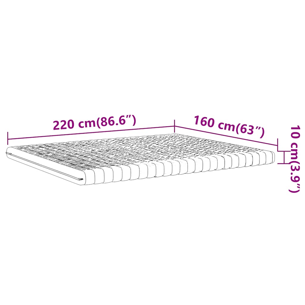 Colchão de espuma 160x220 cm 7 zonas dureza 20 ILD branco