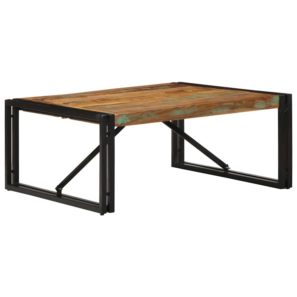 Mesa de centro multicor 80x80x35 cm madeira maciça recuperada