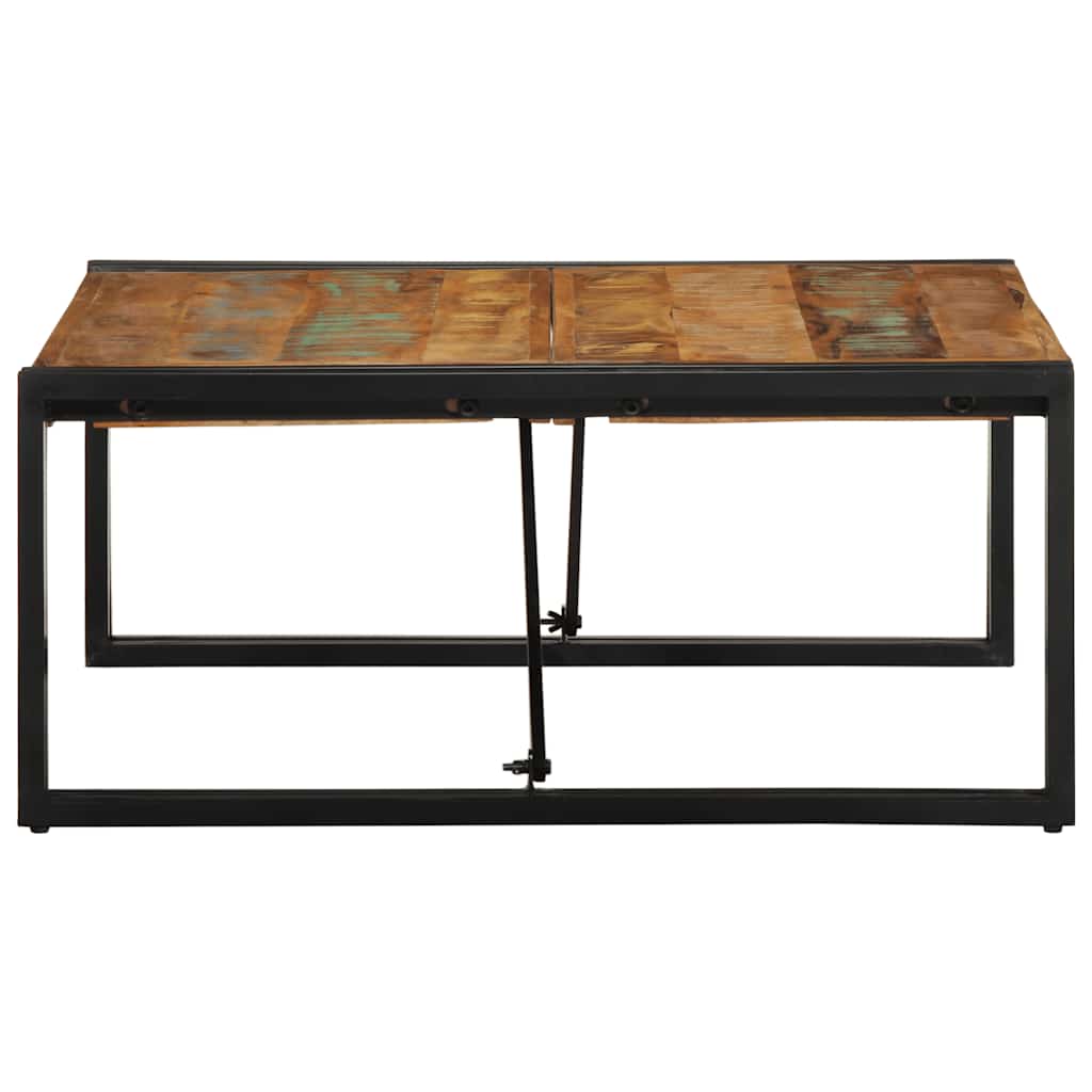 Mesa de centro multicor 80x80x35 cm madeira maciça recuperada