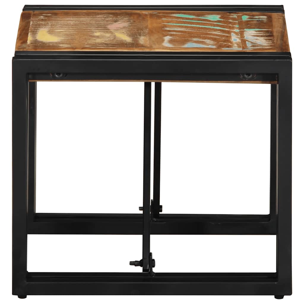 Mesa de centro multicor 40x40x35 cm madeira maciça recuperada