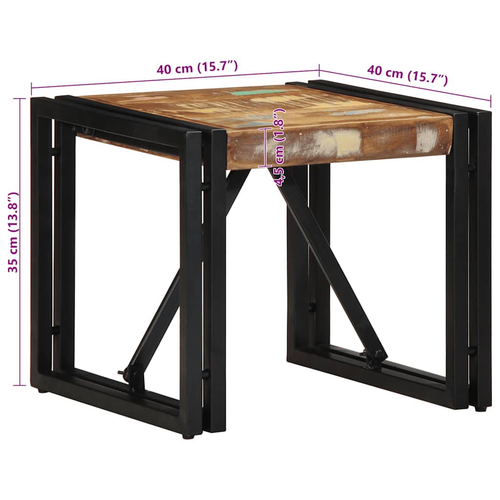 Mesa de centro multicor 40x40x35 cm madeira maciça recuperada