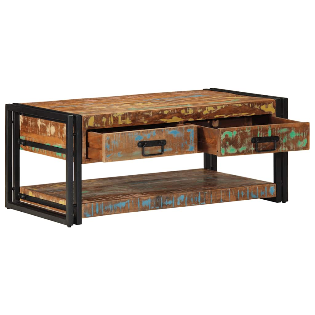 Mesa de centro multicor 90x50x38 cm madeira maciça recuperada