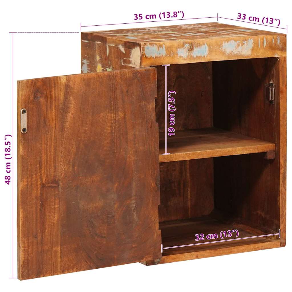 Mesa-de-cabeceira Castanho Madeira Sólida Reclamada