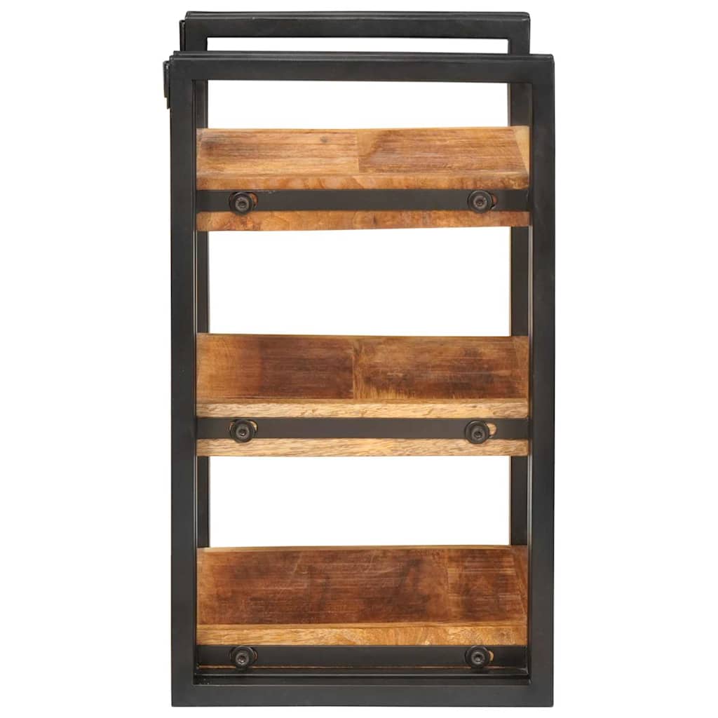 Mesa-de-cabeceira Castanho e preto Madeira de manga maciça