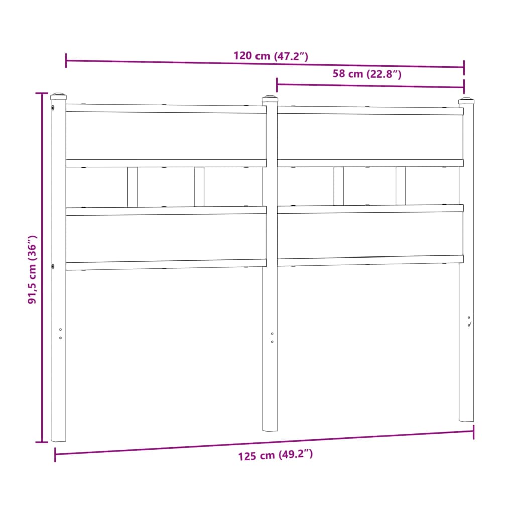 Cabeceira de cama 120cm derivados madeira/ferro carvalho sonoma