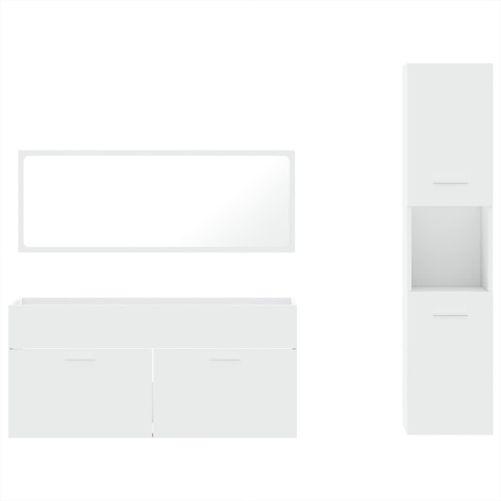 3 pcs conjunto móveis casa de banho derivados de madeira branco