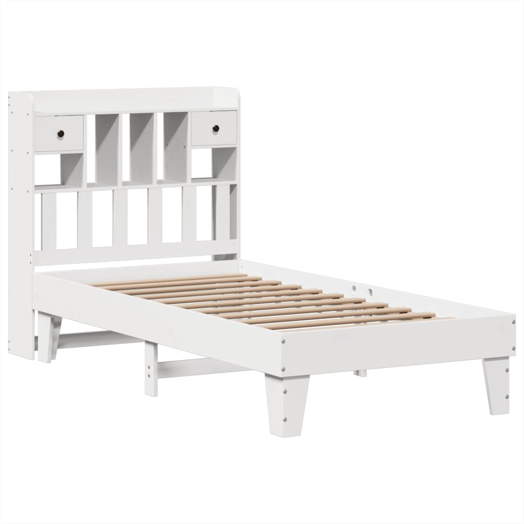 Cama sem colchão 75x190 cm madeira de pinho maciça branco