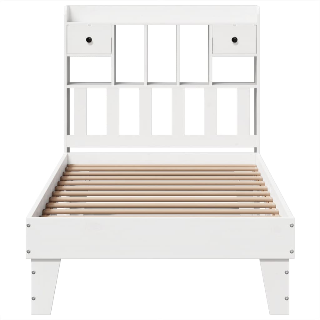 Cama sem colchão 75x190 cm madeira de pinho maciça branco