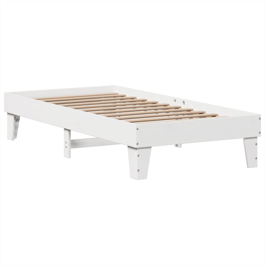 Cama sem colchão 75x190 cm madeira de pinho maciça branco
