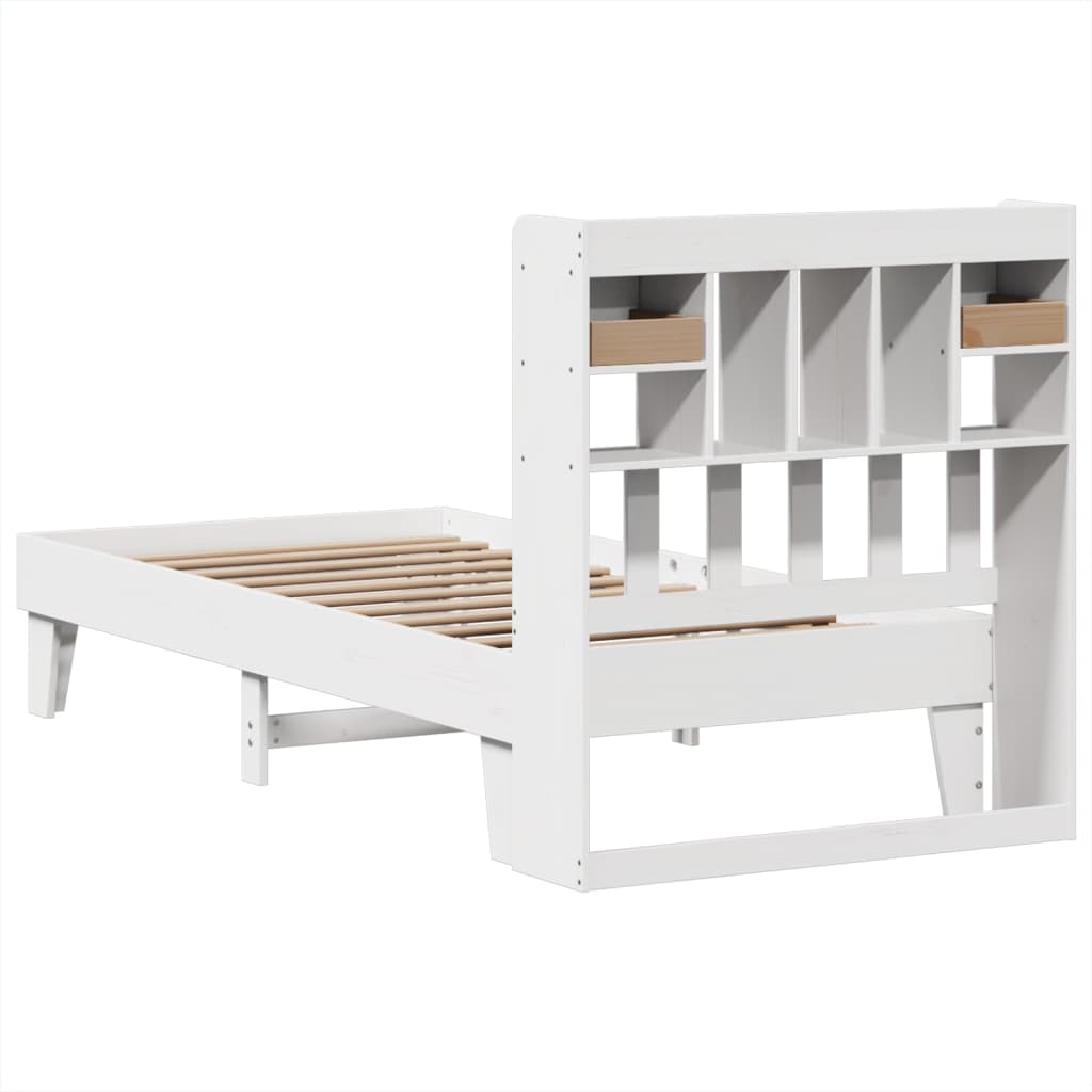 Cama sem colchão 75x190 cm madeira de pinho maciça branco